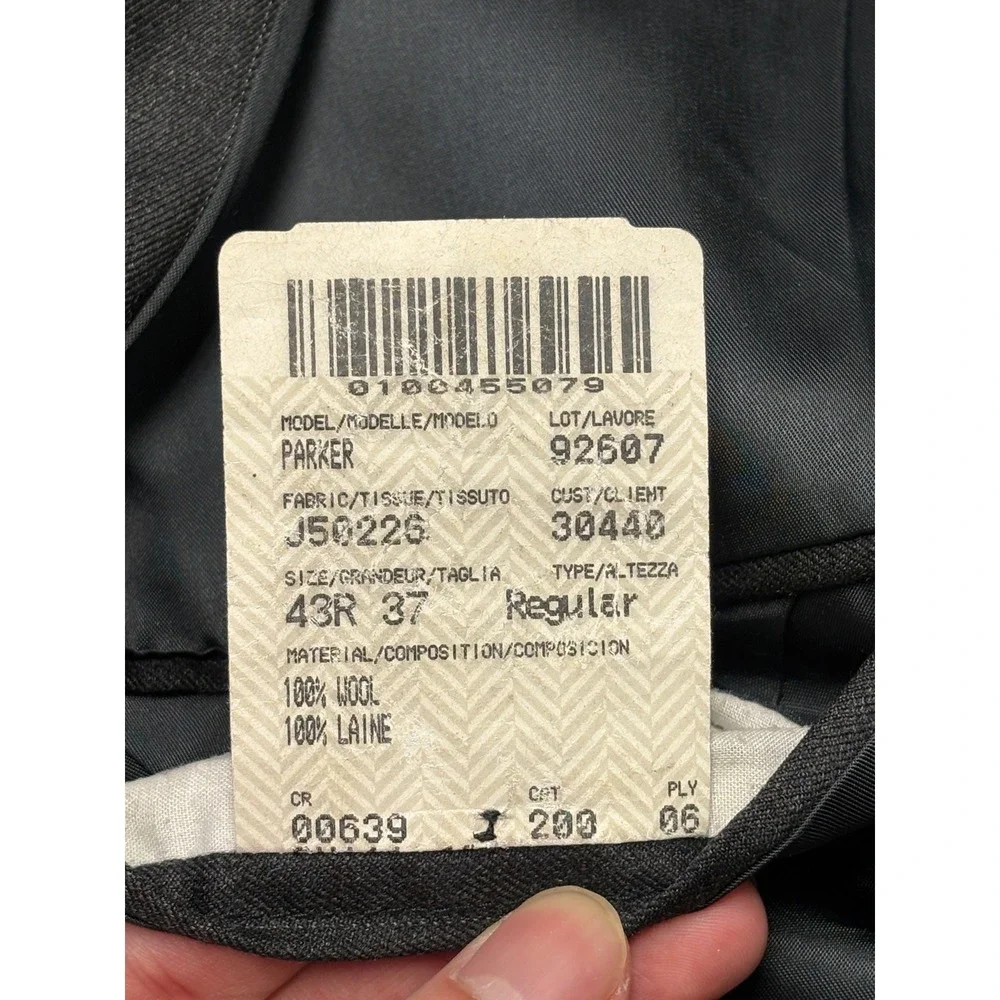 J. Press Parker Mens 43R Wool Pinstripe Blazer Jacket Charcoal Grey‎ Made Canada